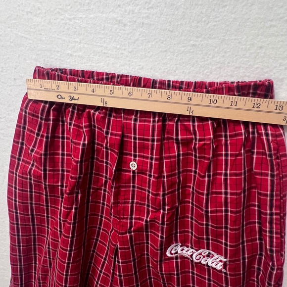 Coca-Cola Coke Adult Pajama Pants Red Plaid Straight Leg Novelty‎ Logo Sz Small - Picture 10 of 12